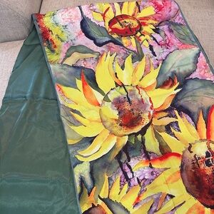 Large Yellow/Green sunflower reversible scar/vest/Shawl